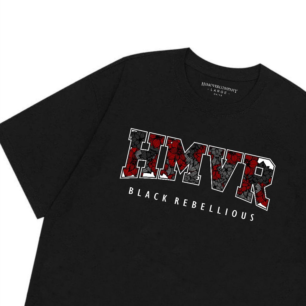 HIMoverCompany Kaos Distro Hitam Pria Black Rebellious FLOWHAM