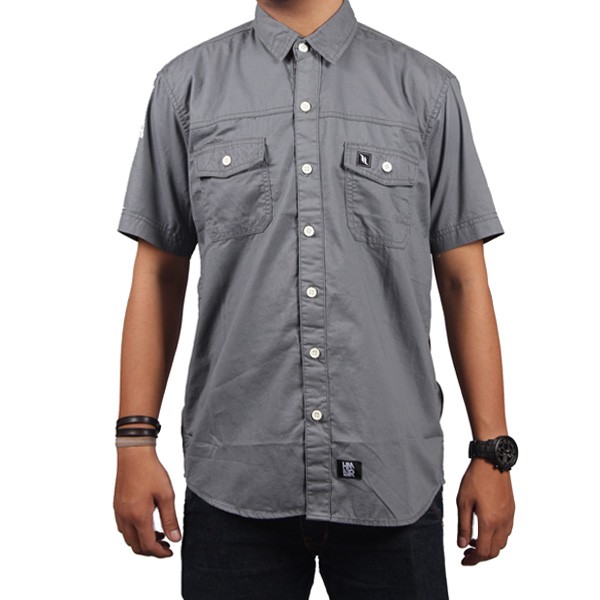 Himover Kemeja Lengan Pendek Pria Grey Twill