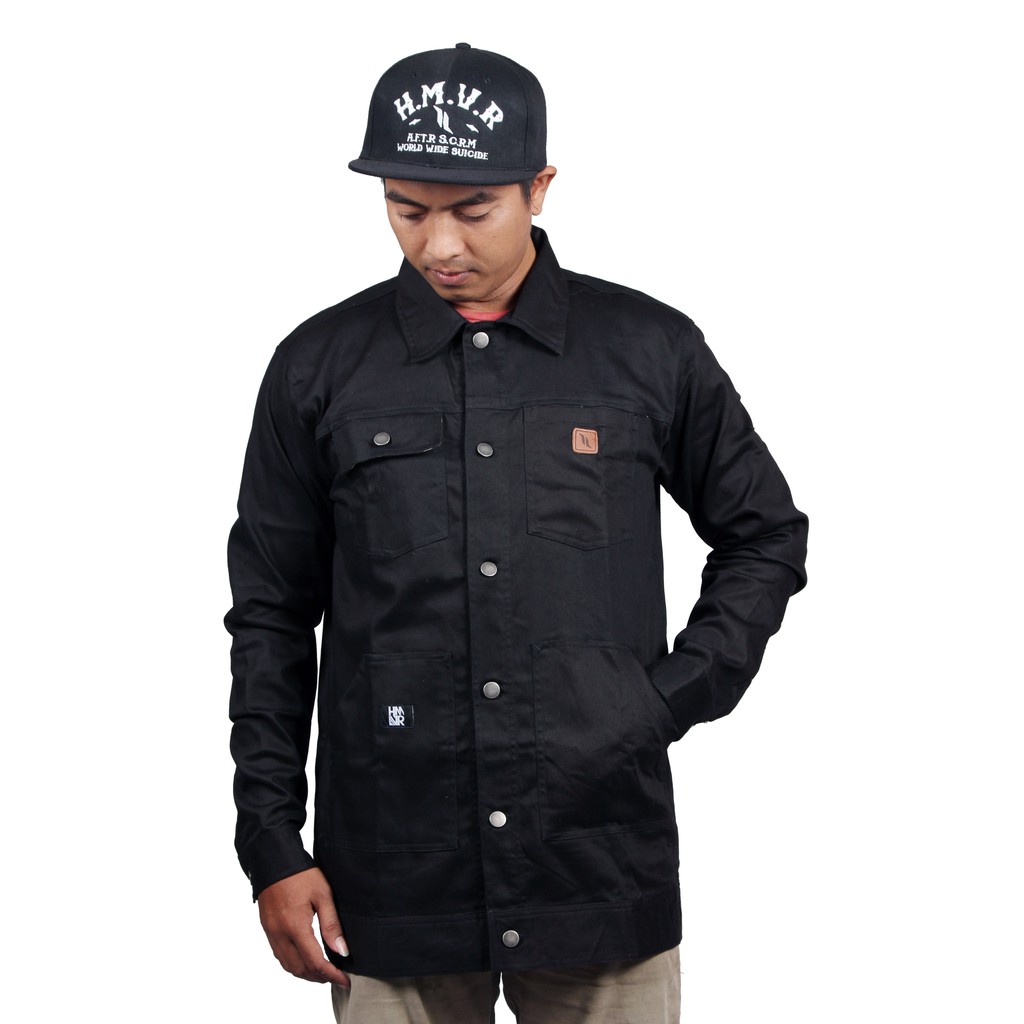 HIMOVER JACKET Black Hawk Parka Motif POLOS Twill Strech