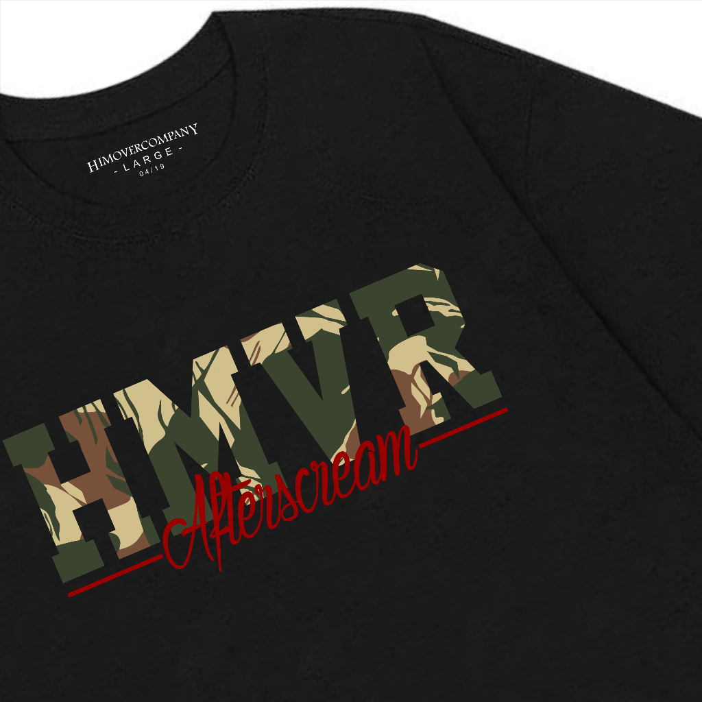 HIMOVER Tshirt Lengan Pendek HMVR ARMY Afterscream Kaos Hitam Cotton Combad 24s Supersoft